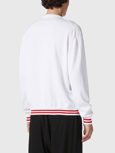 Cotton sweater with oval neckline and logo - 3