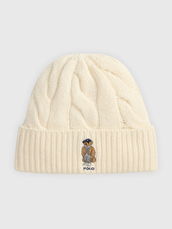 Knitted wool hat with Polo Bear embroidery - 1