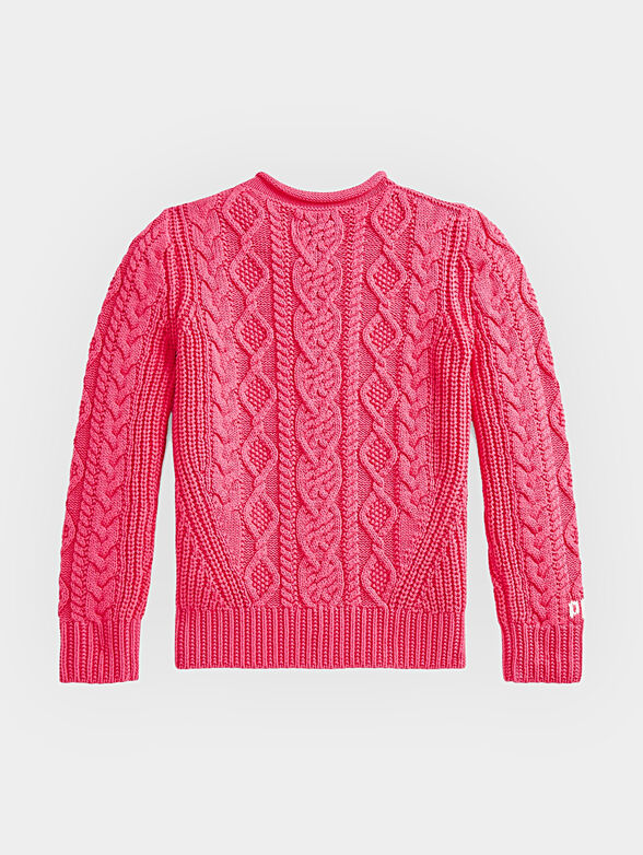 Cotton pink sweater with contrasting logo - 2