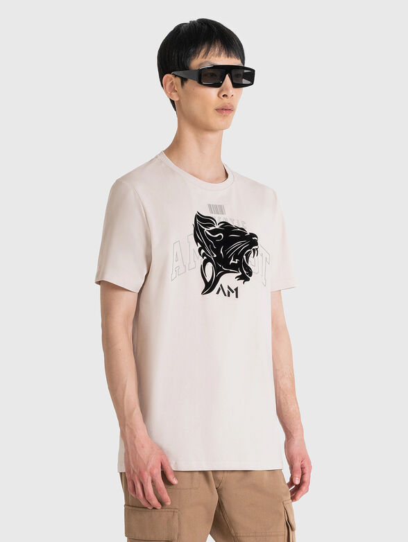 T-shirt with oval neckline and print - 1