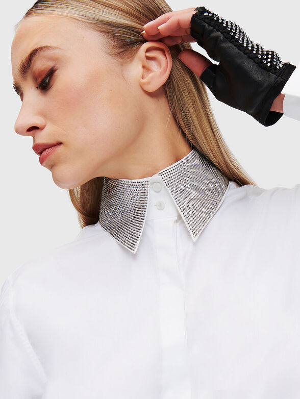 Shirt with rhinestones on the collar - 4
