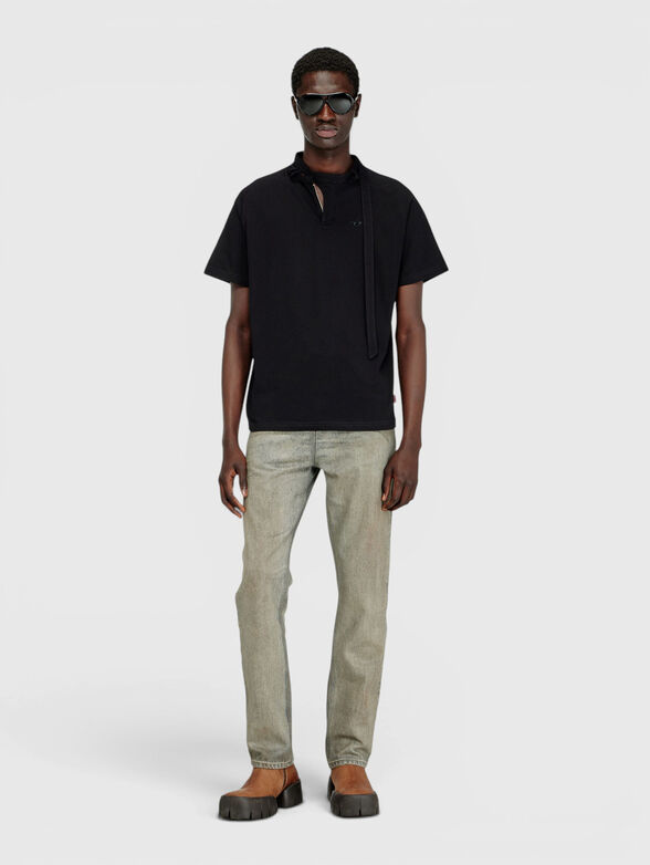 Cotton T-shirt with a biker collar - 2