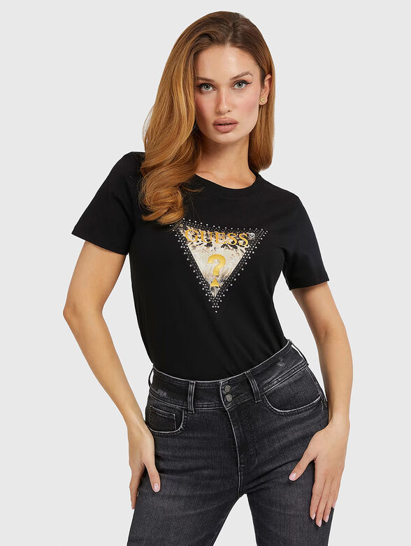 Black T-shirt with logo print - 1