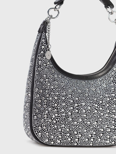 Crystal embellished bag in black  - 5