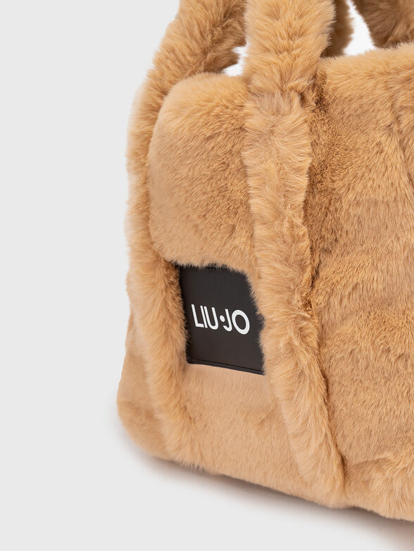 Beige bag from eco fur - 5