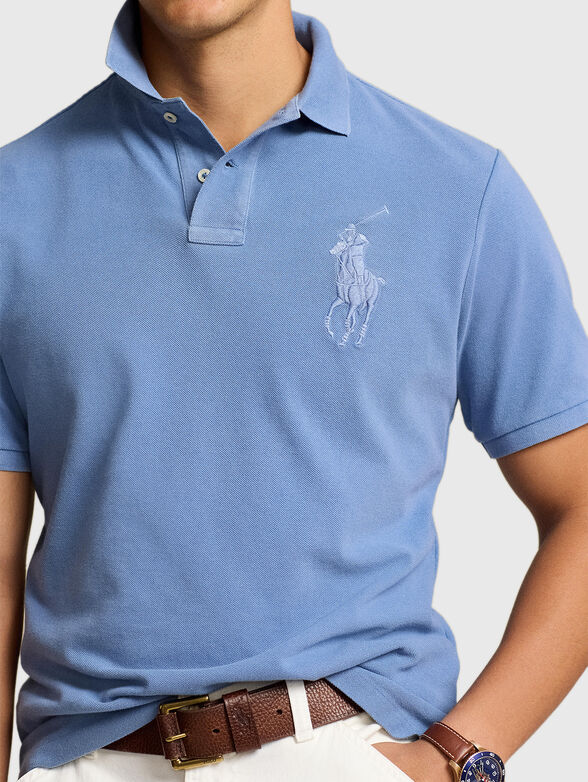 Blue polo shirt with logo embroidery - 3