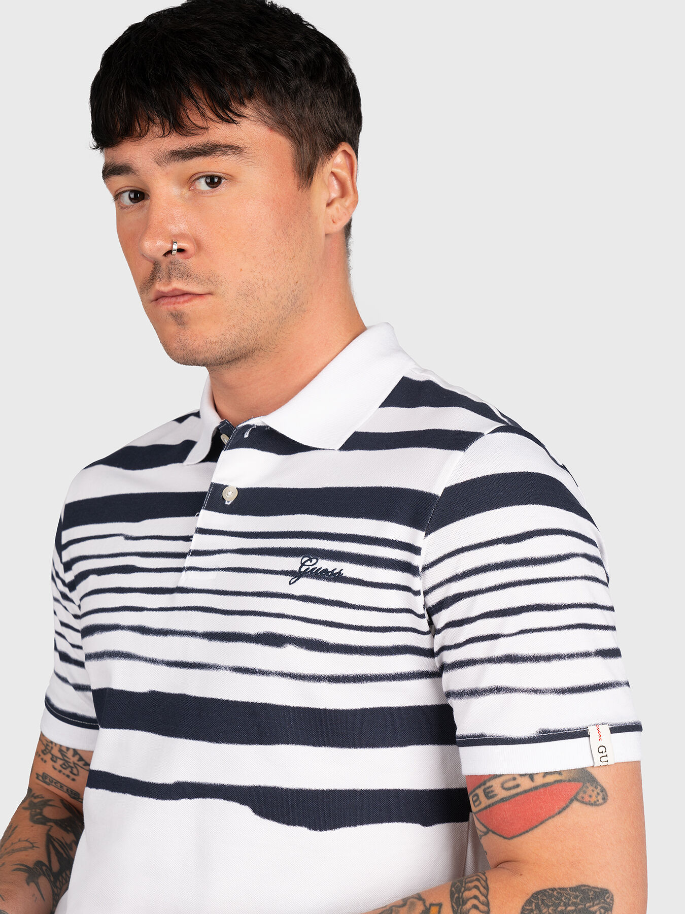 Guess top striped polo