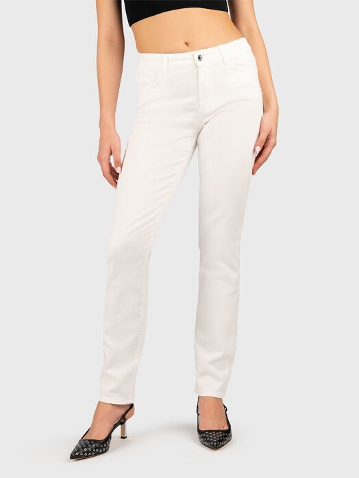 Jeans with logo rhinestones