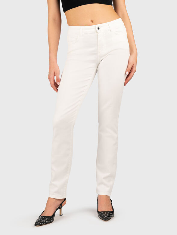 Jeans with logo rhinestones - 0