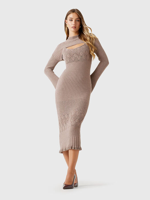 Knitted midi dress with accent sleeves
