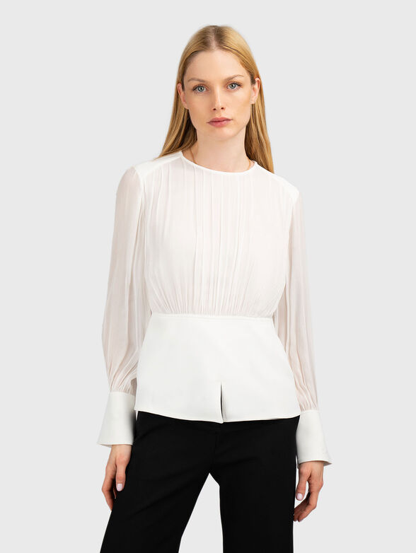 Viscose blouse with long sleeves and pleats - 1