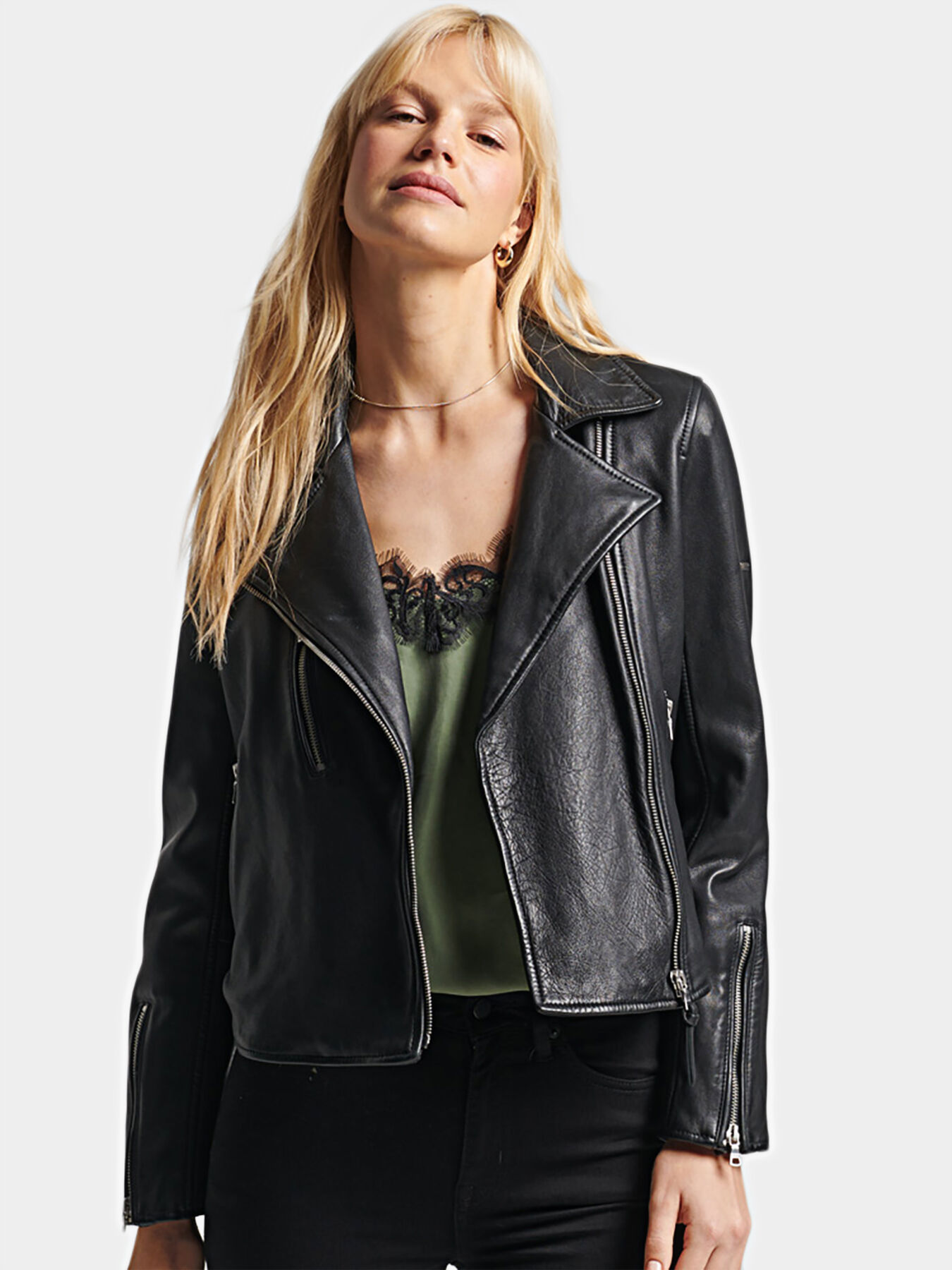 Leather jacket with zips brand SUPERDRY Globalbrandsstore en