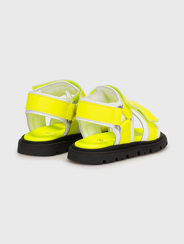 FUSBET leather sandals in neon yellow - 3