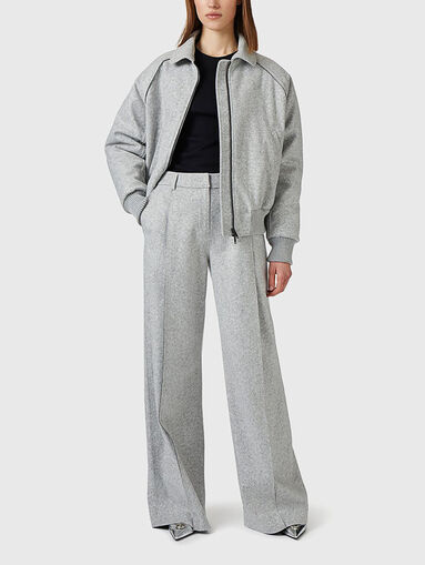 Wide leg wool blend trousers - 5