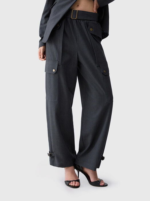 Flannel cargo pants with side pockets