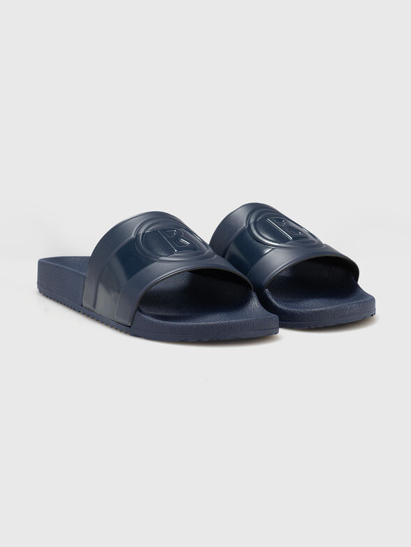 Dark blue slippers with a logo - 2