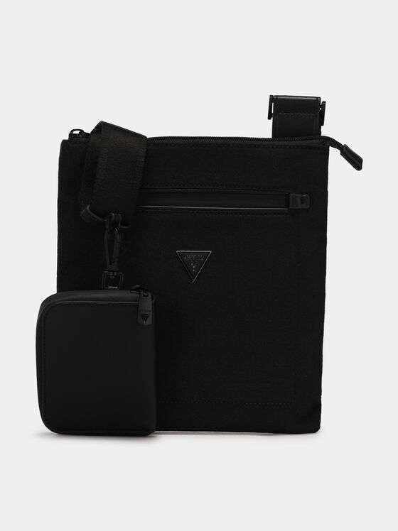 Чанта от жакард с портмоне и триъгълно лого - 1