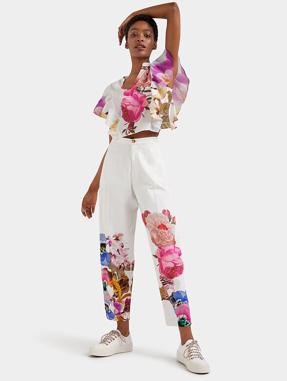 White trousers with floral print - 3