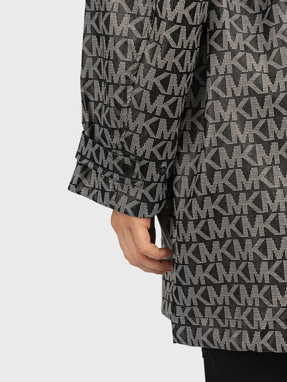 Long hooded jacket with monogram logo print - 6