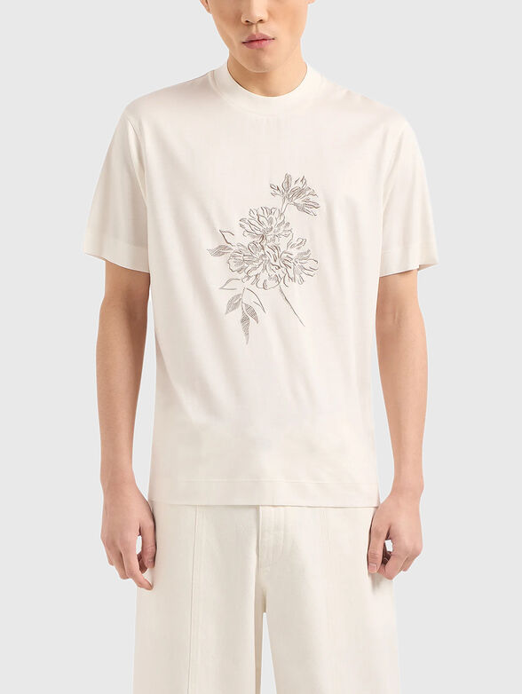 Floral embroidery T-shirt - 1