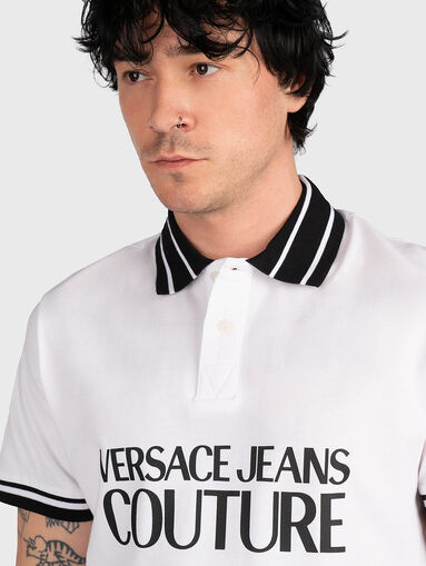 White polo-shirt with contrasting collar - 4