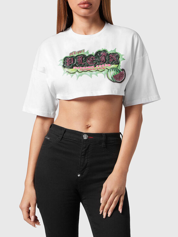 TUTTI FRUTTI cropped black T-shirt  - 1