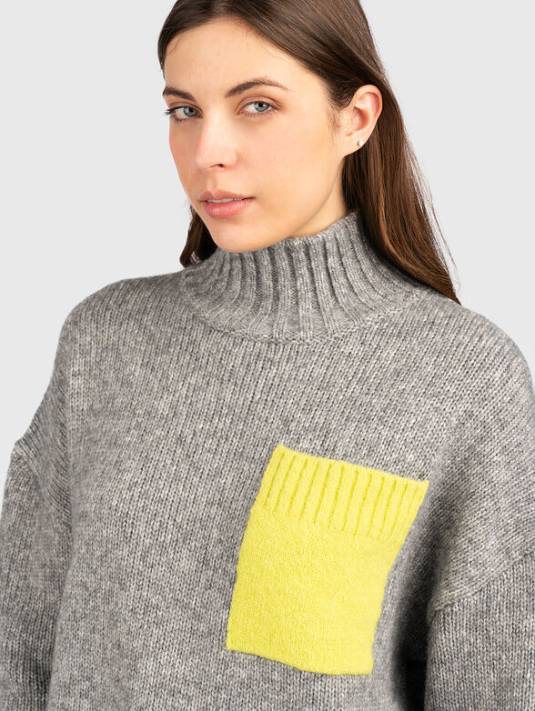 Gray sweater with polo collar - 3