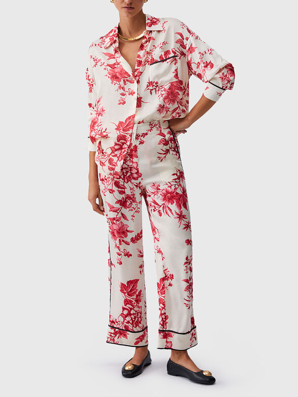 Satin shirt with floral print - 2