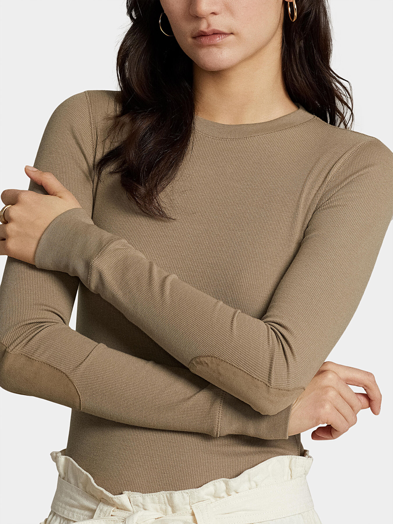 Long sleeve blouse in beige color brand POLO RALPH LAUREN