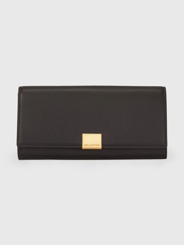 Leather wallet with logo - 0