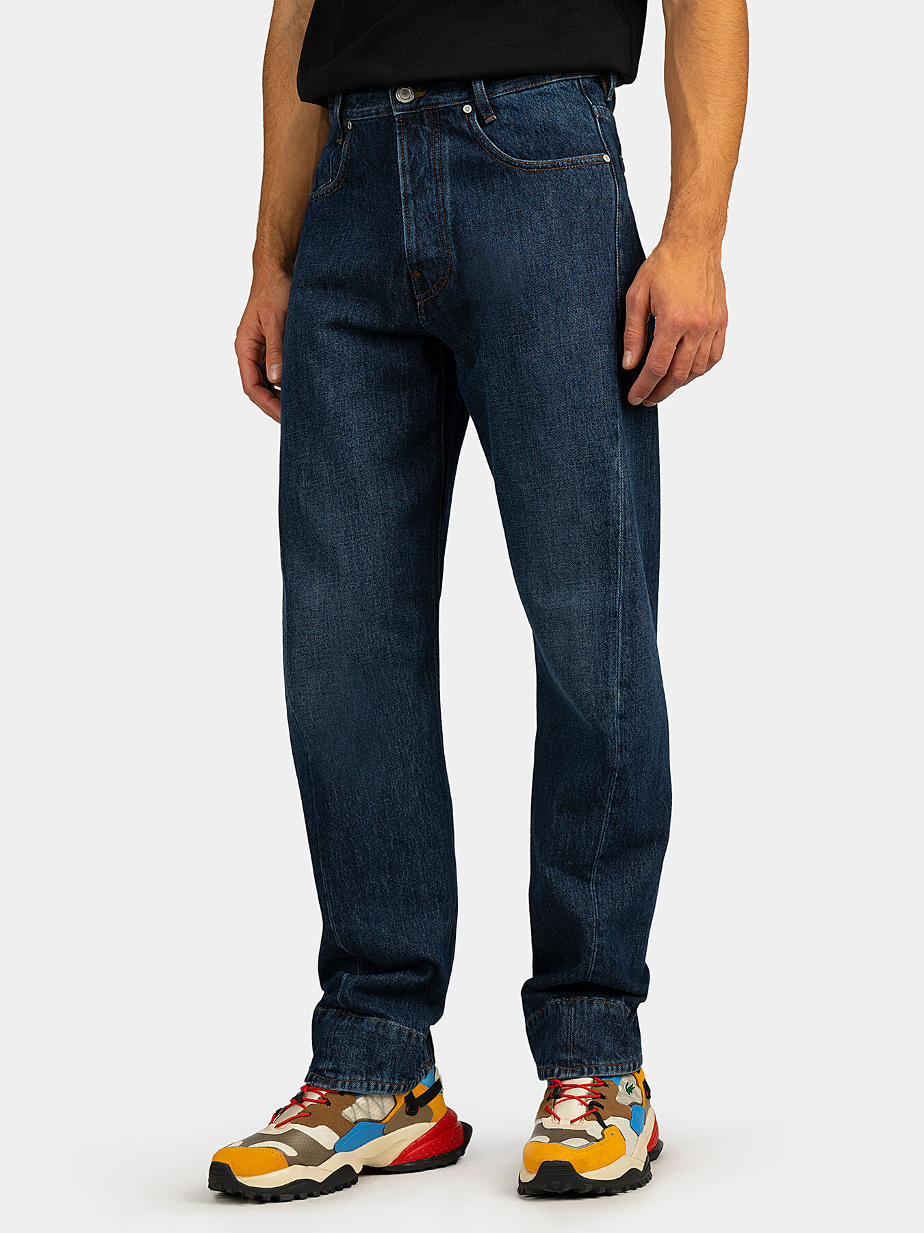 Blue jeans with metal logo detail brand TRUSSARDI