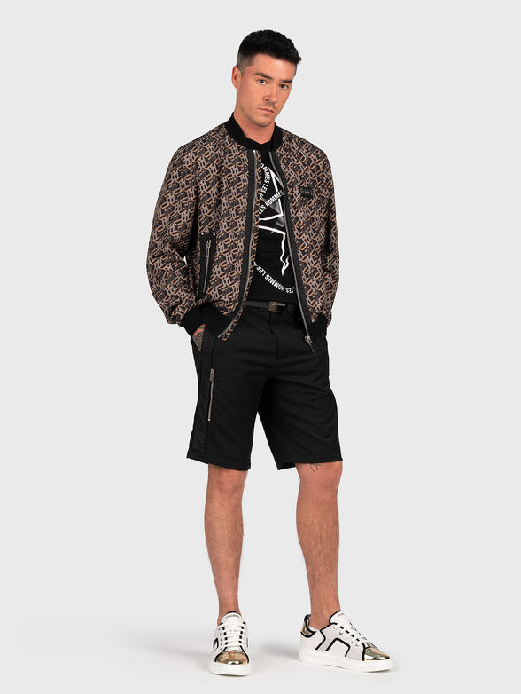 Black cotton T-shirt with print - 2