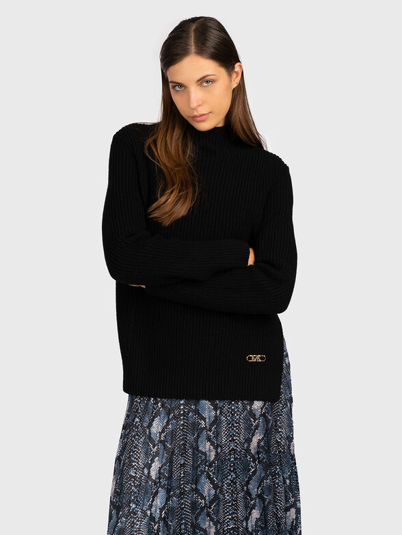 Black pullover with logo detail - 1