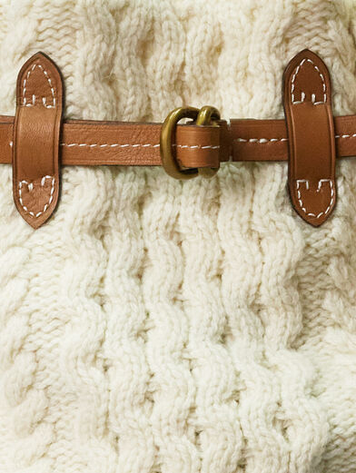 Knitted bag made of leather and wool - 6