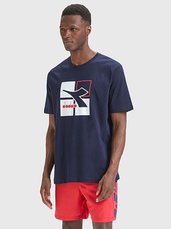Памучна тениска с лого принт  - 1