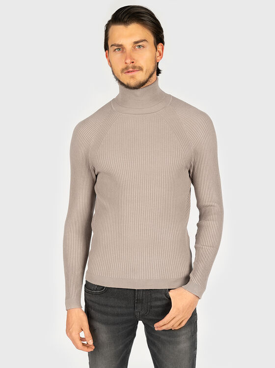 Пуловер от плетиво с поло яка - 1