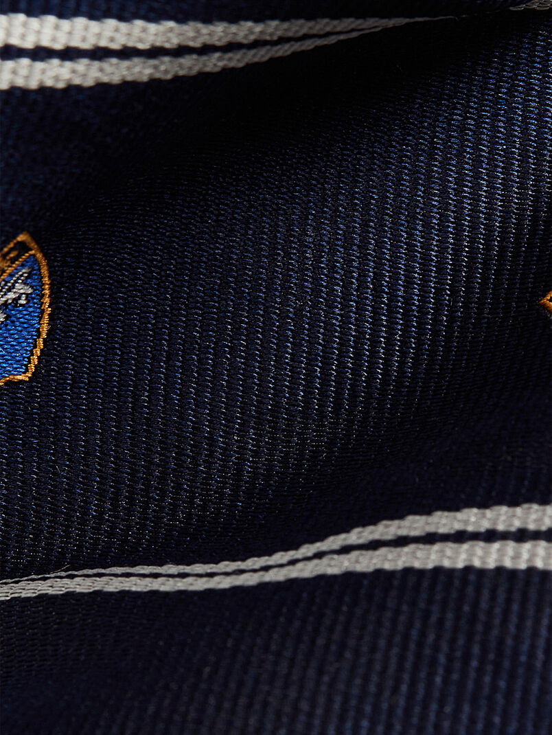 Crest embroidered silk tie - 3