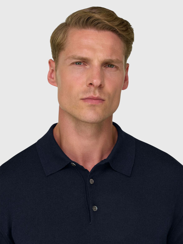 Navy wool polo-shirt - 4