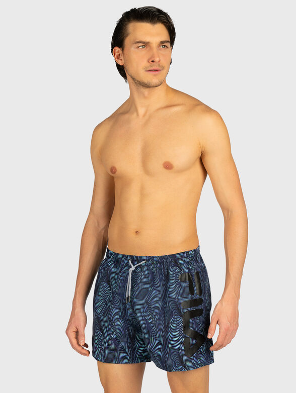 Beach shorts with logo inscription - 1