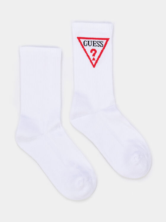 Бели чорапи ELLEN с лого принт - 1