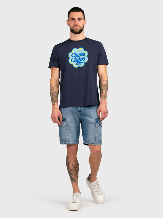 Dark blue T-shirt with print - 2