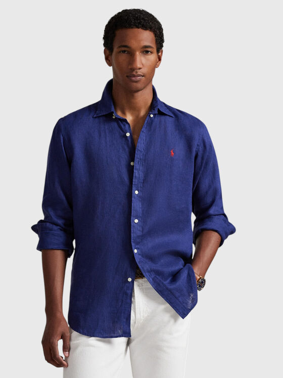 Тъмносиня риза от лен - 1