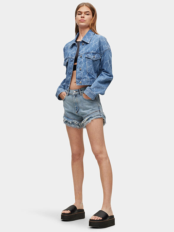 Denim jacket with monogram logo print - 2