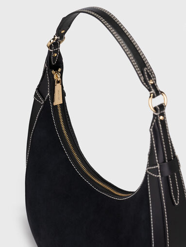 Leather and suede hobo bag - 5