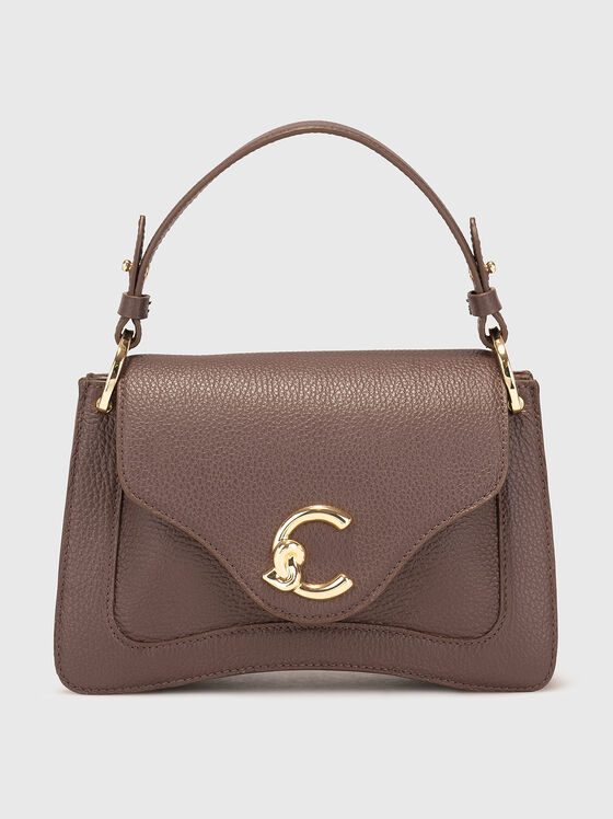 Кафява кожена кросбоди чанта C-ME - 1