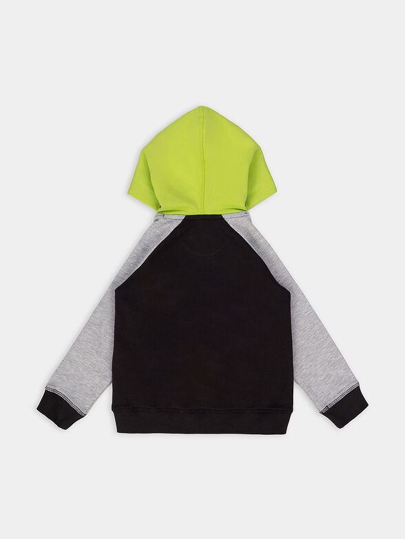 Sweatshirt with zipper and hood in green - 4