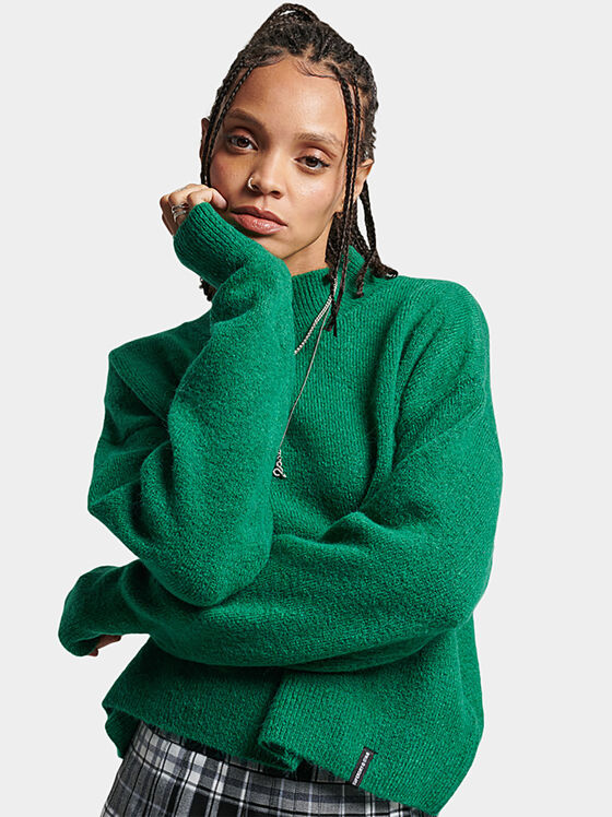 Пуловер VINTAGE в зелен цвят  - 1