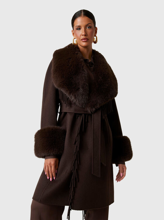 LILIANA wool coat with accent collar - 1