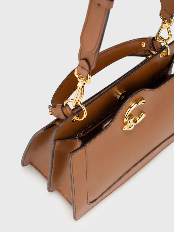 Beige leather bag with long strap - 5