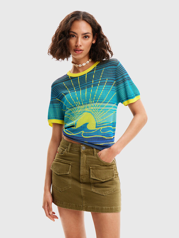 Knitted viscose blend T-shirt  - 1